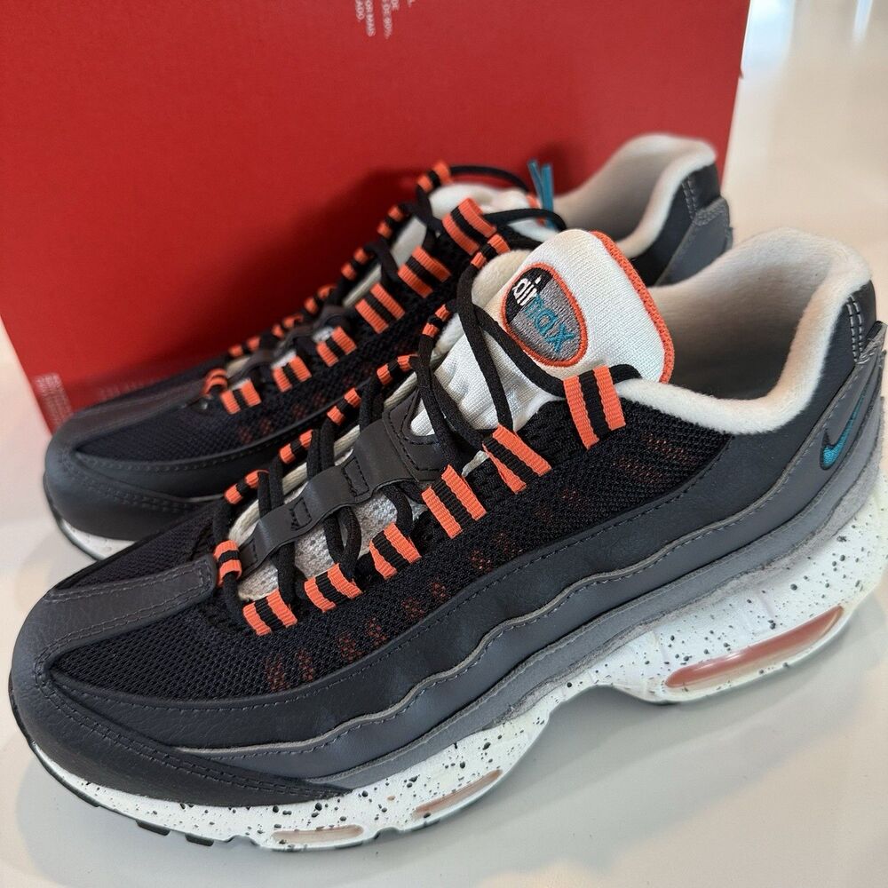 Nike Air Max 95 Recraft GS Black Aquamarine Orange Size 5Y Womens 6.5 Infrared